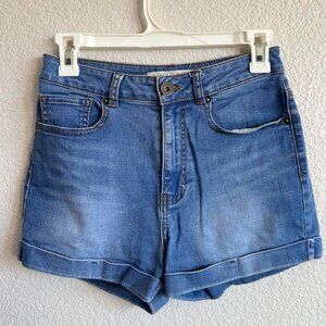 High Waisted Baby Blue Denim Shorts
